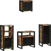 vidaXL Conjunto de Móveis para Banheiro 4 pcs Madeira Reforçada Sólida