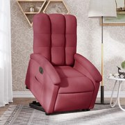 vidaXL Poltrona reclinável elevatória elétrica tecido vermelho-tinto