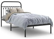 Estrutura de cama com cabeceira 90x200 cm metal preto