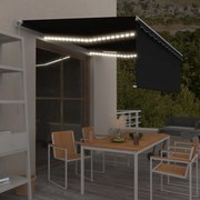 vidaXL Toldo retrátil manual com estore e luzes LED 4x3 m antracite