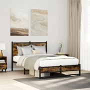 Estrutura de cama sem colchão 120x190 cm metal carvalho fumado