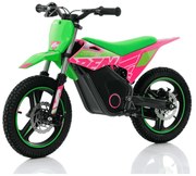 Mini moto elétrica para crianças velocidade até 30Km/h C/Limitador RFN Warrior SX-E350 14/14” 350W Verde e Rosa
