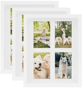 vidaXL Molduras 3D 3 pcs 28x35 cm para foto de 4x(10x15 cm) branco