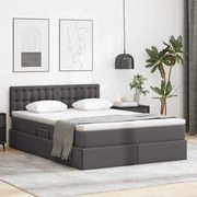 vidaXL Cama com arrumação e LED Cinzeto 140 x 190 cm Couro Sintético