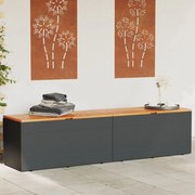 vidaXL Caixa arrumação jardim 220x50x54 cm vime PE/acácia maciça preto