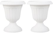 Conjunto de 2 vasos redondos de plástico com sistema de drenagem opcional - cinza