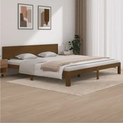 Estrutura de cama 200x200 cm pinho maciço castanho mel