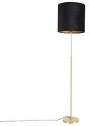 Candeeiro de pé dourado/latão com abajur em veludo preto 40/40 cm - Parte Clássico / Antigo