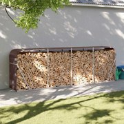 vidaXL Suporte de lenha 300x45x100 cm aço galvanizado castanho