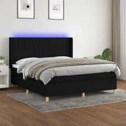 vidaXL Cama box spring c/ colchão e LED 180x200 cm tecido preto