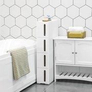 Estante estreita casa de banho ou cozinha com 4 gavetas 45 x 17 x 84 cm branca