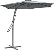 Outsunny Guarda-sol Suspenso Ø293cm com Alavanca Lateral Base em Cruz Resistente ao Vento Repelente à Água Cinza Escuro | Aosom Portugal