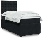 vidaXL Cama com molas/colchão 100x200 cm veludo preto