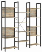 Estante VASAGLE, estante com 14 prateleiras, estrutura de metal, estante para sala de estar, escritório, estilo industrial, 24 x 158 x 166 cm, carvalho com veios azuis e preto LLS107B60