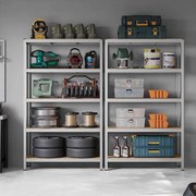Conjunto de 2 prateleiras arrumação garagem, escritório, arrumos com 60 x 120 x 200 cm prateadas