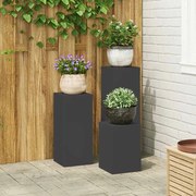 vidaXL Suportes para plantas 3 pcs Preto 24 x 24 x 75 cm Aço