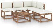 6 pcs conjunto lounge de paletes c/ almofadões pinho impregnado