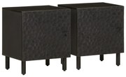vidaXL Mesas de cabeceira 2 pcs 40x33x46 cm mangueira maciça preto