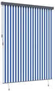 Cortina Rolô Exterior Riscas Manual Azul e branco 200 x 250 cm tecido
