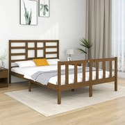 Estrutura de cama 140x190 cm madeira maciça castanho-mel