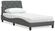 vidaXL Cama com colchão 80x200 cm tecido cinzento-escuro