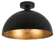 Luminária de teto industrial preta com dourado 35 cm - Magna Country / Rústico