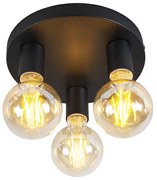 LED Candeeiro de teto inteligente moderno preto com 3 lâmpadas WiFi G95 - Facil Clássico / Antigo