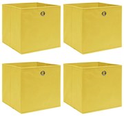 vidaXL Caixas de arrumação 4 pcs 32x32x32 cm tecido amarelo