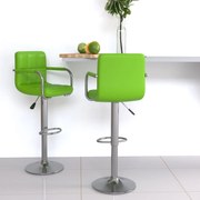 vidaXL Bancos de bar 2 pcs couro artificial verde