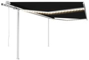 vidaXL Toldo automático com LED e sensor de vento 4,5x3 m antracite