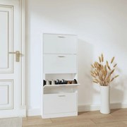 vidaXL Sapateira 59x17x150 cm derivados de madeira branco brilhante
