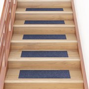 vidaXL Tapetes de escada autoadesivos 15 peças 76x20 cm cinza azul retangular