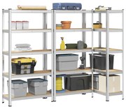 vidaXL Prateleiras de armazenamento de 5 camadas 3 pcs aço prateado