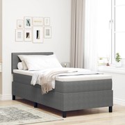 Cama Box Spring com Colchão e Luz LED Cinza 90x200 cm Tecido Cotelê