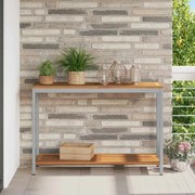 vidaXL Mesa de Exterior Natural e Cinza 35 x 110 x 75 cm em Madeira Sólida e Aço