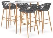vidaXL 5 pcs conjunto de bar branco e cinzento