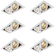 Conjunto de 6 focos embutidos brancos AR111 ajustáveis 2 luzes - Oneon