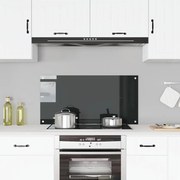vidaXL Painel anti-salpicos de cozinha 100x50 cm vidro temperado preto