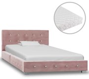 Cama com colchão 90x200 cm veludo rosa