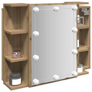 vidaXL Armário espelhado com LED 70x16,5x60 cm carvalho artisiano