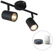 LED Foco inteligente preto inclinável com 2 GU10 WiFi - Jeana Moderno
