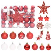 vidaXL 108 pcs conjunto de enfeites de Natal vermelho e branco