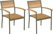 vidaXL Cadeiras de jardim empilháveis 2 pcs madeira acácia maciça/aço