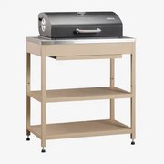 Módulo Com Churrasqueira A Carvão Para Cozinha Modular De Exterior Em Aço Savona Tapioca Bege - Sklum