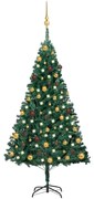 vidaXL Árvore Natal artificial pré-iluminada c/ bolas 150 cm PVC verde