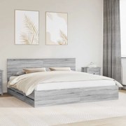 vidaXL Estrutura da Cama com gaveta Cinza Sonoma 200 x 200 cm