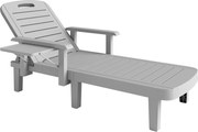 Outsunny Espreguiçadeira de Jardim Regulável com Mesinha e Apoios de Braço, em Polipropileno, 79x158x88 cm, Cinza Claro | Aosom Portugal