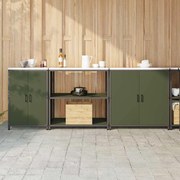 vidaXL Conjunto de Armazenamento de Cozinha 3 pcs Verde Oliva Aço