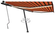 Toldo retrátil manual com LED 450x300 cm laranja e castanho