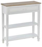 HOMCOM Mesa Consola Multifuncional Mesa Auxiliar para Sala de Estar com 2 Prateleiras 75,6x27,5x80,5 cm Madeira Natural e Branco | Aosom Portugal